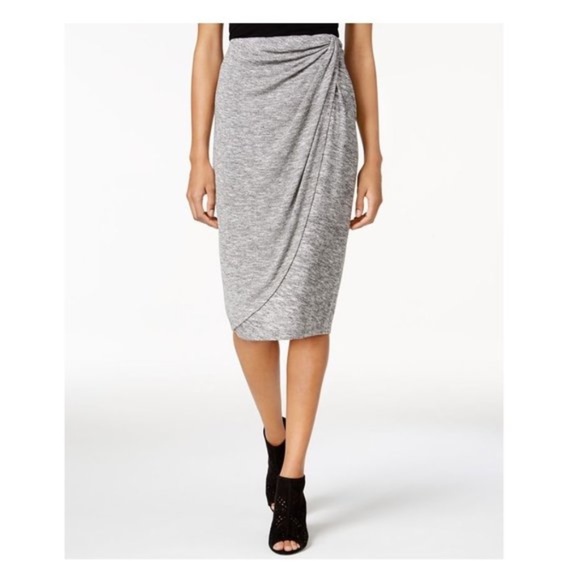 Bar III Draped Faux-Wrap Skirt - Picture 1 of 3